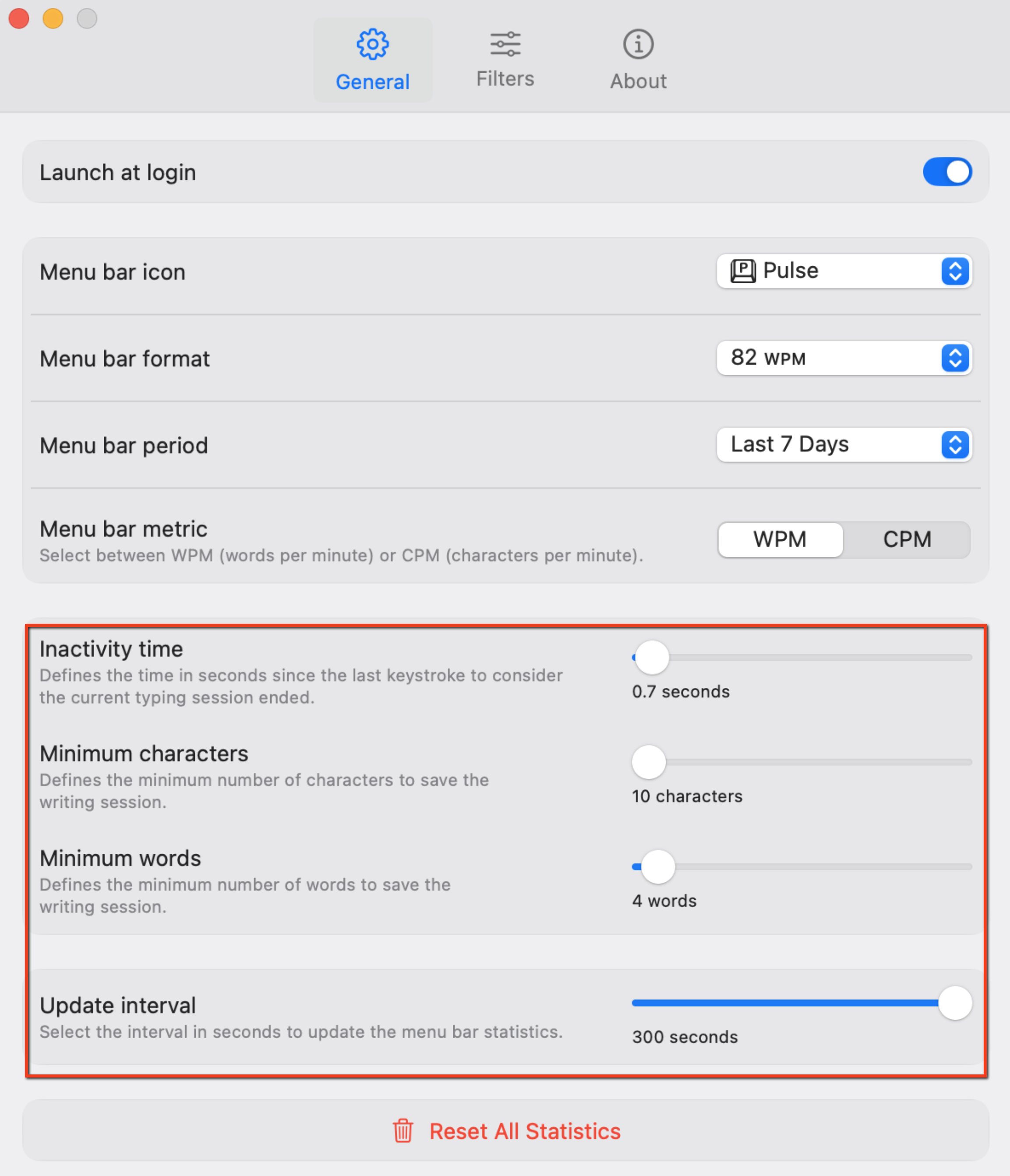 Session storage settings